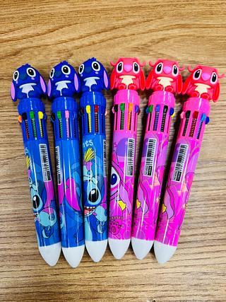 CANETA ESFEROGRÁFICA ( STITCH ), ( 10-CORES ) , PACOTE COM ( 6-UNIDADES ).