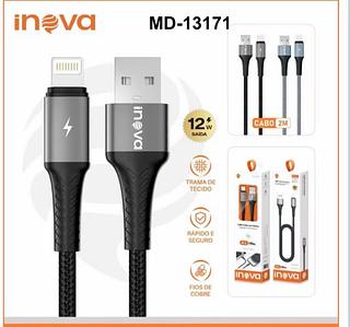Cabo USB para Lightning Inova MD-13171 2M Carregamento Rápido 12W Revestimento Trançado