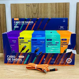 CABO COLORIDO ( 3.4A ) PARA ANDROID ( TPC ), ( 2M ), CAIXA COM ( 30 UNIDADES ). ( INOVA )