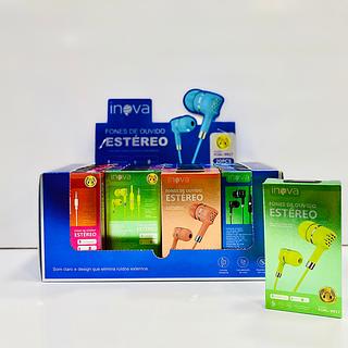 FONE DE OUVIDO COM FIO E BORRACHINHA( P2 ). ( INOVA )