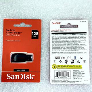 PEN DRIVE COMUM ( 128GB ), [ USB 2.0 ], ORIGINAL. ( SanDisk )