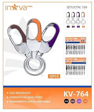 PACOTE DE CHAVEIRO AÇO PARA CHAVES, ( 12 UNIDADES ). ( INOVA )