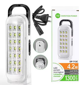 LUMINÁRIA DE EMERGÊNCIA RECARREGAVEL 21 LEDS, 4.2W. ( DP )