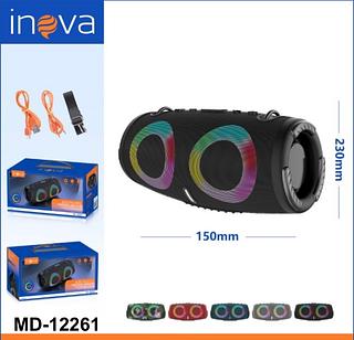 CAIXA DE SOM ( 10W ), PORTÁTIL MÉDIA, RECARREGÁVEL, LED ( RGB ) ( RÁDIO FM, TF CARD, AUX, BT ). ( INOVA )