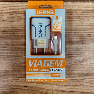 CARREGADOR ( 3.1A ) PARA ANDROID ( V8 ). ( LELONG )