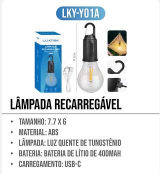 Lâmpada Recarregável Para Barraca De Acampamento E Pesca Luz Portátil Usb de Pendurar
