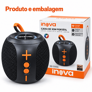 Caixa de Som Bluetooth 5.4 Inova 8W Portátil com Luzes RGB e Alça MD-13345A
