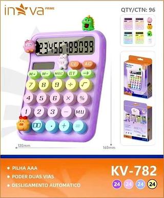 CALCULADORA COLORIDA COM BICHINHOS🐰🐭🐻🐸, ( 12 DÍGITOS ). ( INOVA )