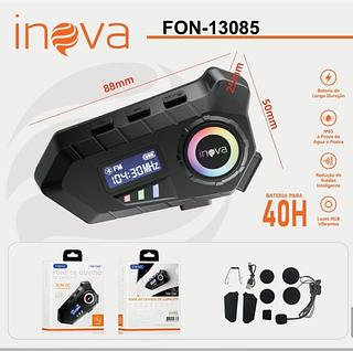 Inova Fone para Capacete Bluetooth 5.4 | Rádio FM | 40h Bateria | Microfone | RGB | IP65 | Display