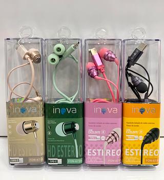 FONE DE OUVIDO COM FIO E BORRACHINHA PARA ANDROID ( TC ). ( INOVA )