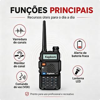 RADIO COMUNICADOR HT PROFISSIONAL DE CURTO, MEDIO E LONGO ALCANCE. ( KAPBOM )