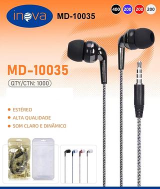 FONE DE OUVIDO COM FIO COM BORRACHA. ( INOVA )