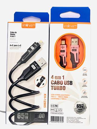 Cabo de dados de carregamento rápido 4 em 1 A+C Para L+C carregamento rápido 27W 65W adequado para iPhone Samsung Xiaomi