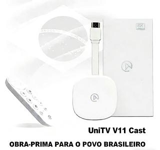APARELHO UNITV V11 CAST 8K, TV BOX ( BRANCA ).