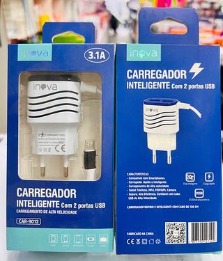 CARREGADOR ( 3.1A ) PARA ANDROID ( V8 ) CABO PRESO NA FONTE. ( INOVA )