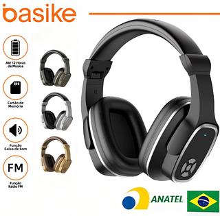 FONE DE OUVIDO HEADPHONE SEM FIO, BLUETOOTH, RÁDIO FM, E SD. ( BASIKE )