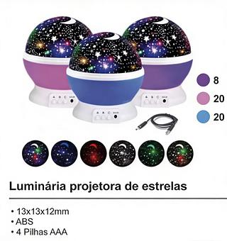 Luminária Projetor de Estrelas Galáxia Lua Abajur Giratória 360º (B-MAX)