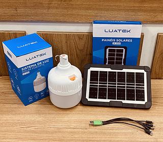 KIT LUMINÁRIA RECARREGAVEL BOLHA COM PLACA PORTATIL SOLAR☀️. ( LUATEK ) 30W