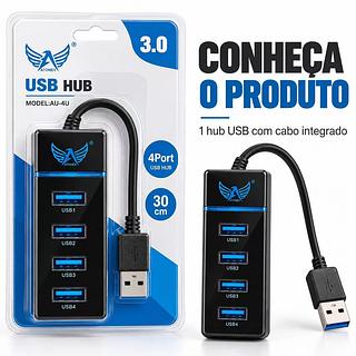 Extensor USB 3.0 4Portas – Hub de Alta Velocidade 5Gbps para Notebook e Computador (ALTO-MEX)