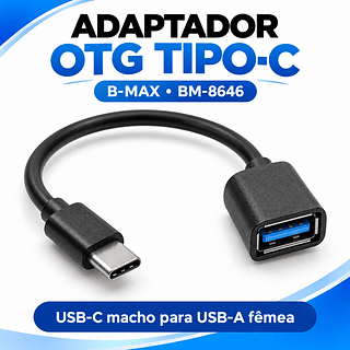 Adaptador OTG Tipo-C para USB-A B-MAX BM-8646 17cm – Para Celular, Tablet e Notebook