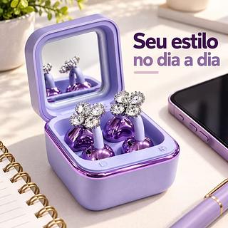Fone De Ouvido Sem Fio BT 6.0 Com Tampa Espelho e brincos em formato detrevo de quatro folhais (INOVA)