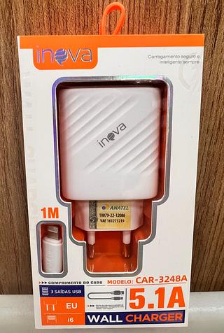 CARREGADOR ( 5.1A )PARA IPHONE ( I6 ). ( INOVA )