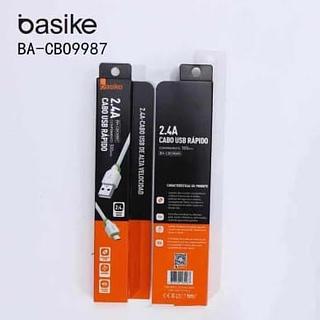 CABO PARA ANDROID ( V8 ) 2.4A, 30CM. ( BASIKE )