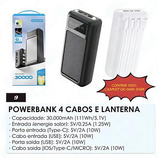 Carregador Portátil Power Bank SOLAR Com Lanterna E Mostrar A Bateria 30.000mAh (IT.BLUE)