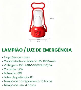 LAMPIÃO PARA ACAMPAMENTO RECARREGÁVEL. ( DP )