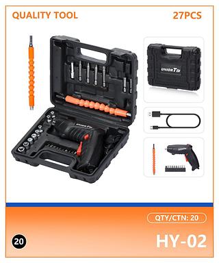 KIT DE FERRAMENTAS COM PARAFUSADEIRA ( 27- PÇS ).