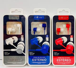 FONE DE OUVIDO COM FIO, COM BORRACHINHA ( P2 ), COLORIDO. ( INOVA )