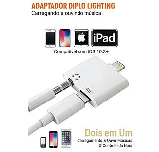 ADAPTADOR 2 EM 1 DE FONE DE OUVIDO ( P2 ) E CARREGADOR PARA IPHONE ( I6 ), P2 | IP. ( INOVA )