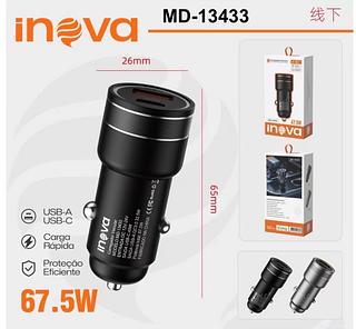 Carregador Veicular Inova MD-13433 Dual USB-C+USB-A 67.5W