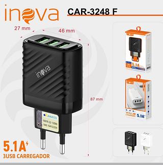 FONTE DE CARREGADOR ( 5.1A ), COM ( 3 USB ). (INOVA )