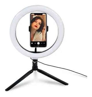 RING LIGHT, ANEL DE LUZ ( 8'' ), COM TRIPÉ PARA MESA. ( INOVA )