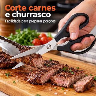 Tesoura multiuso de aço inoxidável - para cortar carne, ossos, quebrar nozes e abrir garrafas (Oasis)