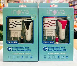 CARREGADOR VEICULAR, 3EM1. 2.1A ( V8 )