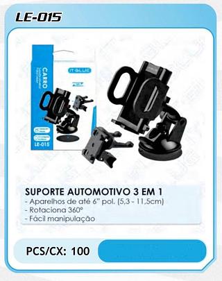 SUPORTE AUTOMOTIVO DE CELULAR ( 3 EM 1 ), PARA CARRO. ( IT-BLUE )