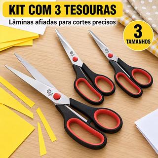 Kit 3 Tesouras - Multiuso - 21cm / 24cm / 35cm costura papelaria scrapbook (Oasis)