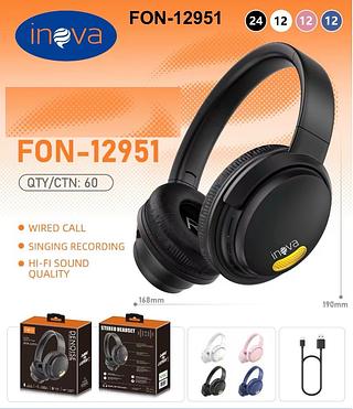 FONE DE OUVIDO SEM FIO, HEADSET, ( BT, RÁDIO FM, CARD SD, E AUX ). ( INOVA )