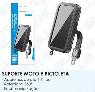 Suporte Bolsa Case Capa Celular Moto Retrovisor Prova D'água E 6.6"(IT-BLUE)