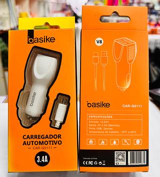 6-CARREGADOR VEICULAR PARA ANDROID ( V8 ) 3.4A-BASIKE