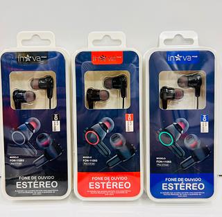 FONE DE OUVIDO COM FIO, COM BORRACHINHA ( P2 ), COLORIDO. ( INOVA )