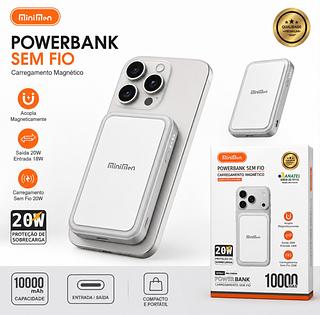 Power Bank Magnético Sem Fio 10000mAh 20W