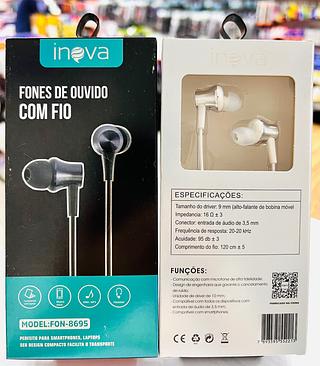 4-FONE COM FIO COM MICROFONE E COM BORRACHINHA-INOVA