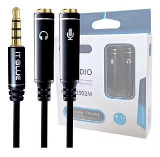 CABO ADAPTADOR Y ( P2 ) PARA FONE DE OUVIDO ( 2| P2-FEMEA ) PARA ( 1| P2-MACHO ). ( IT-BLUE )