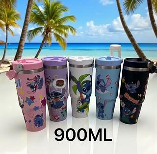 Garrafa Stitch Termica Inox 900ML Com Canodo e Tampa