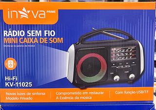 RÁDIO FM RECARREGÁVEL COM, ( SD, USB, FM, BT ). ( INOVA )