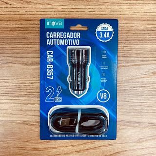CARREGADOR VEICULAR ( 3.4A ), PARA ANDROID ( V8 ). ( INOVA )