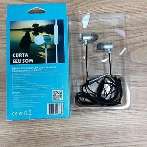 FONE DE OUVIDO COM FIO, E COM BORRACHA. ( INOVA )